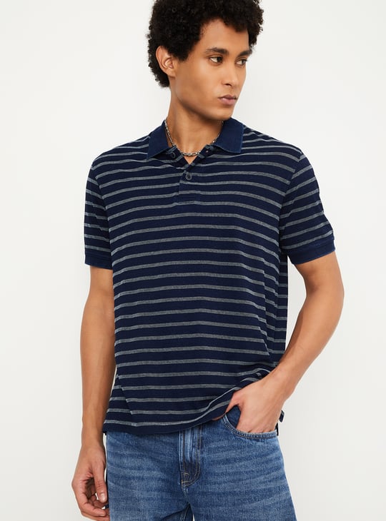 Men Striped Polo T-shirt