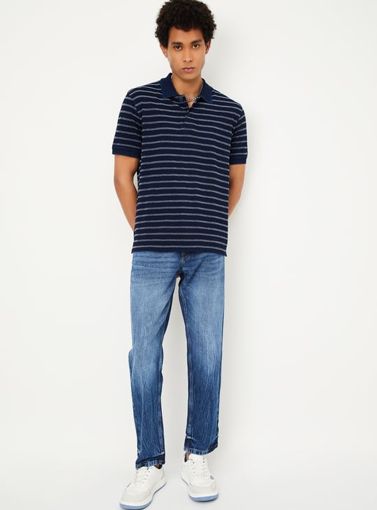Men Striped Polo T-shirt