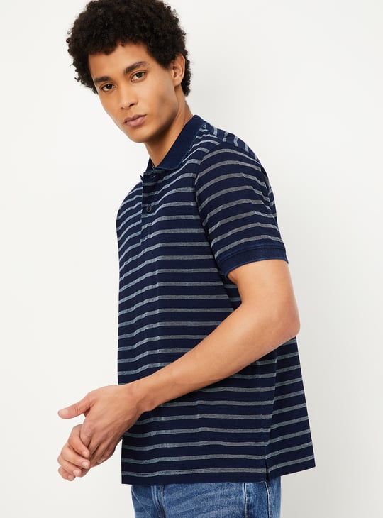 Men Striped Polo T-shirt