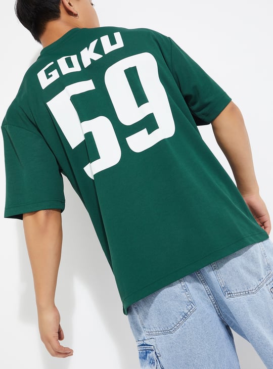 URB_N Men Goku Print Oversized T-shirt