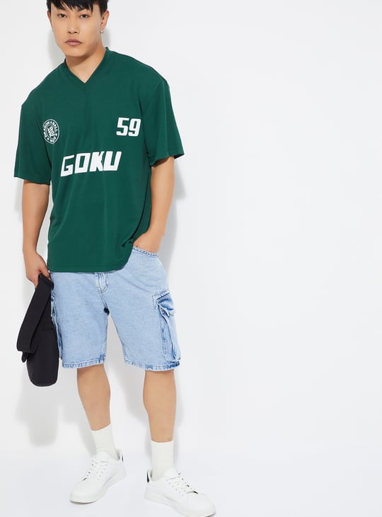 URB_N Men Goku Print Oversized T-shirt