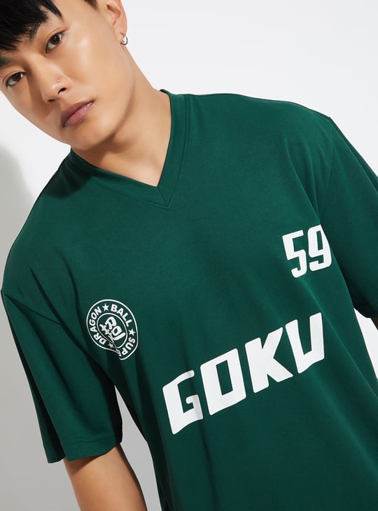 URB_N Men Goku Print Oversized T-shirt