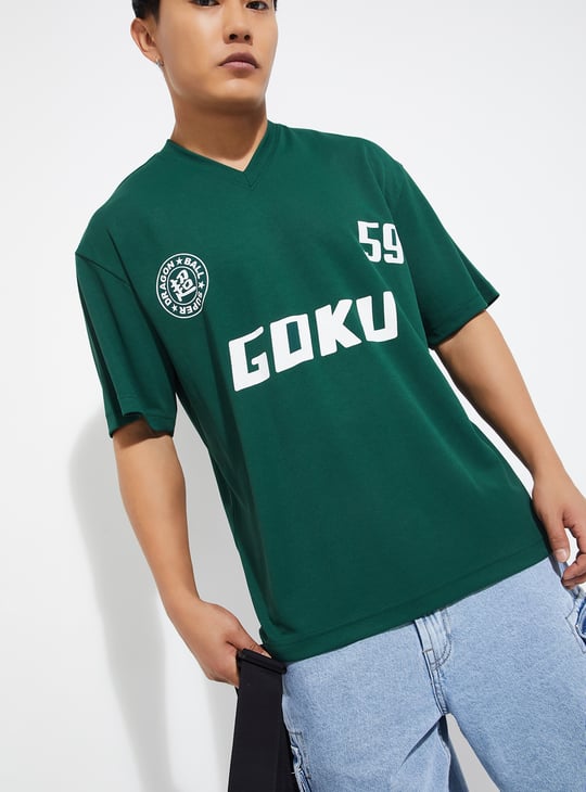 URB_N Men Goku Print Oversized T-shirt