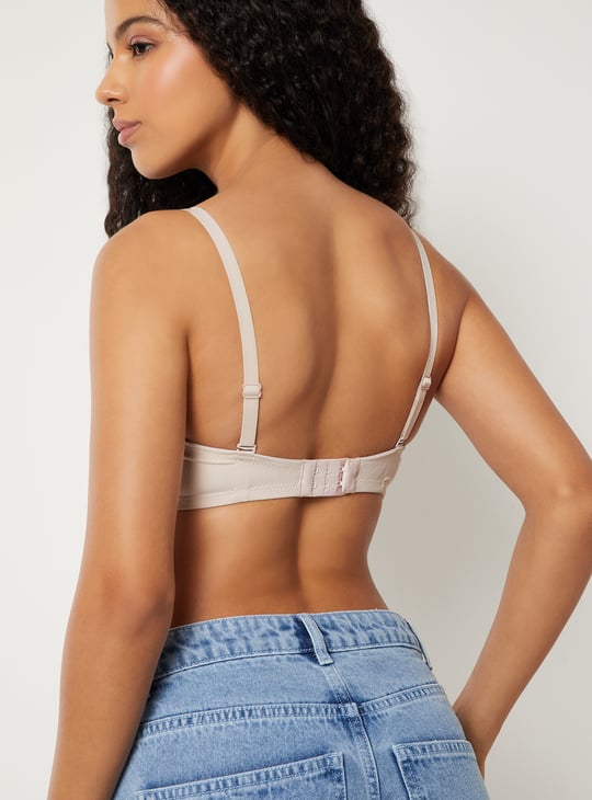 Women Ribbed Padded Non-Wired T-shirt Bra