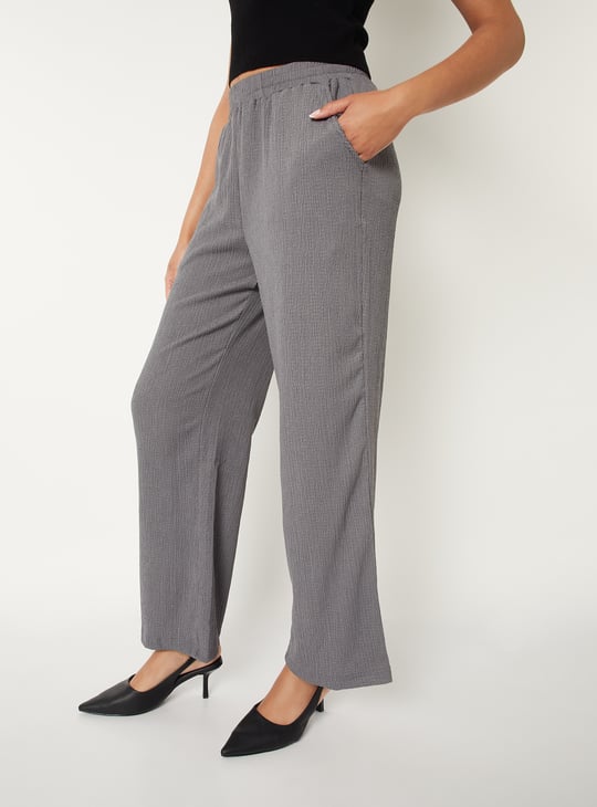 Women Textured Comfort Fit Trousers