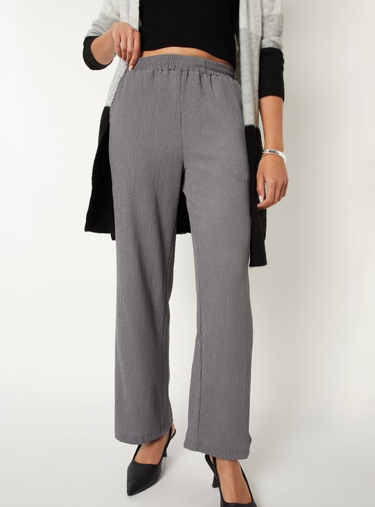Women Textured Comfort Fit Trousers