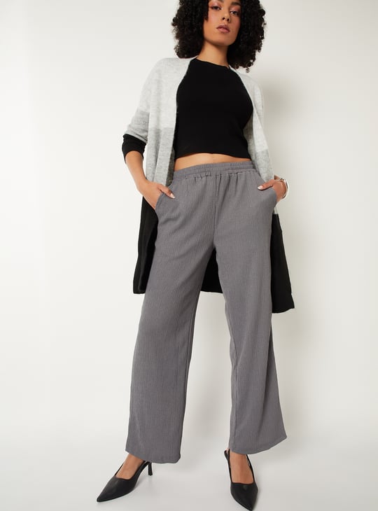 Women Textured Comfort Fit Trousers