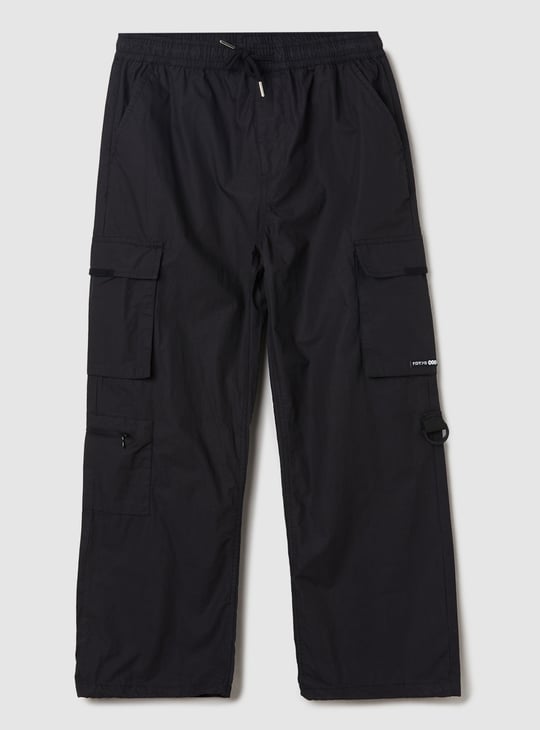 Boys Solid Cargo Parachute Trousers