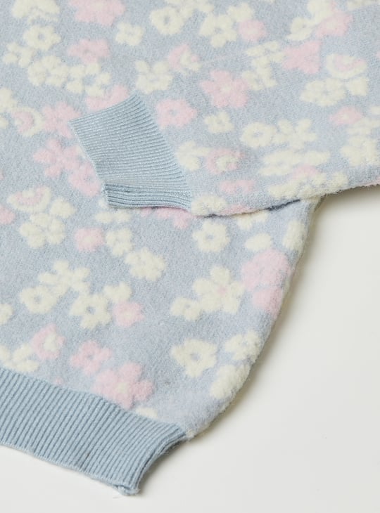 Girls Floral Knit Sweater
