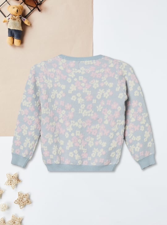 Girls Floral Knit Sweater