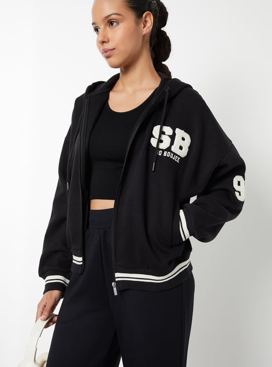 Women Chenille Embroidered Boxy Fit Jacket