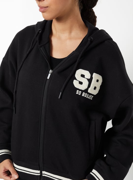 Women Chenille Embroidered Boxy Fit Jacket