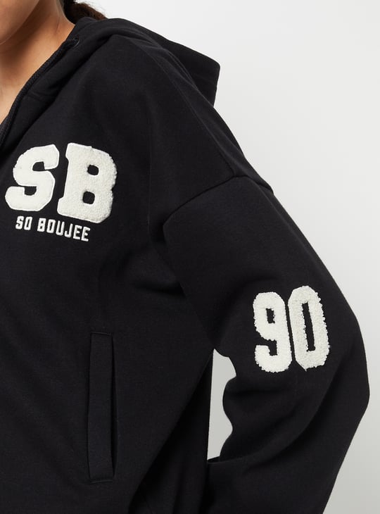 Women Chenille Embroidered Boxy Fit Jacket