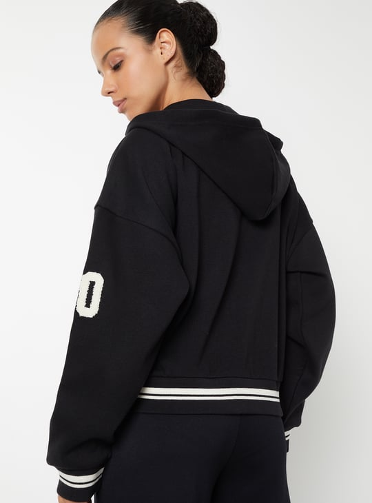 Women Chenille Embroidered Boxy Fit Jacket