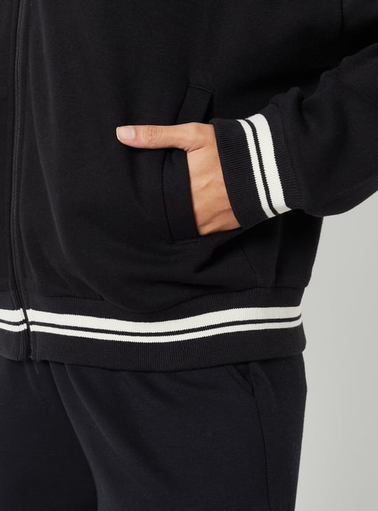 Women Chenille Embroidered Boxy Fit Jacket