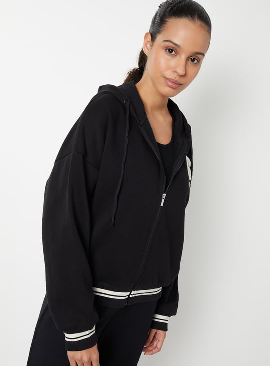 Women Chenille Embroidered Boxy Fit Jacket