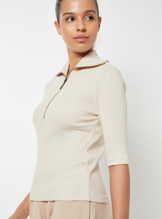 トップス Ribbed jersey polo shirt Buy Women Ribbed Sports Polo T-shirt Online at just Rs. 599.0