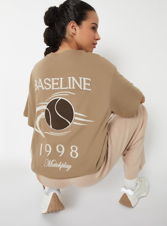 Women Back Print Oversized Sports T-shirt