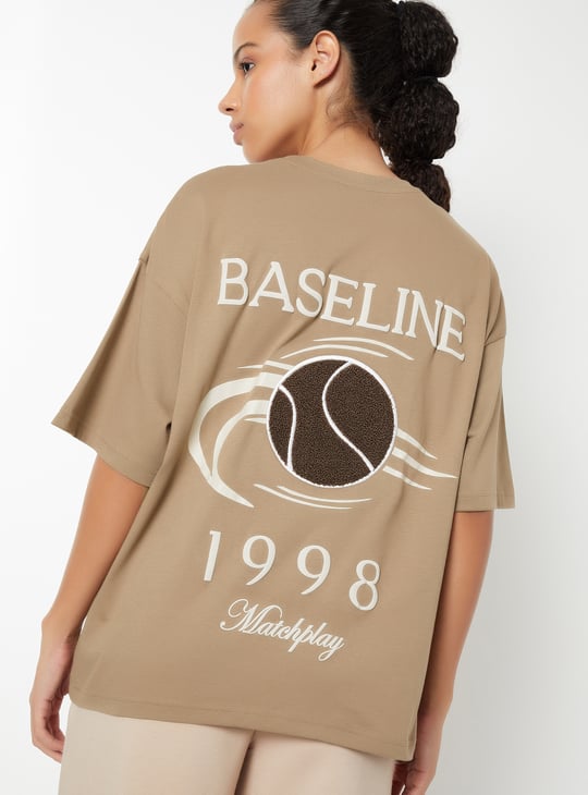 Women Back Print Oversized Sports T-shirt