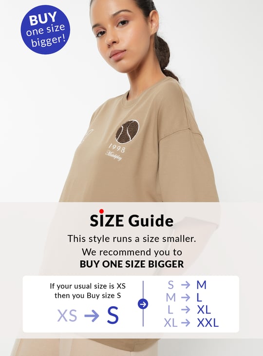 Women Back Print Oversized Sports T-shirt