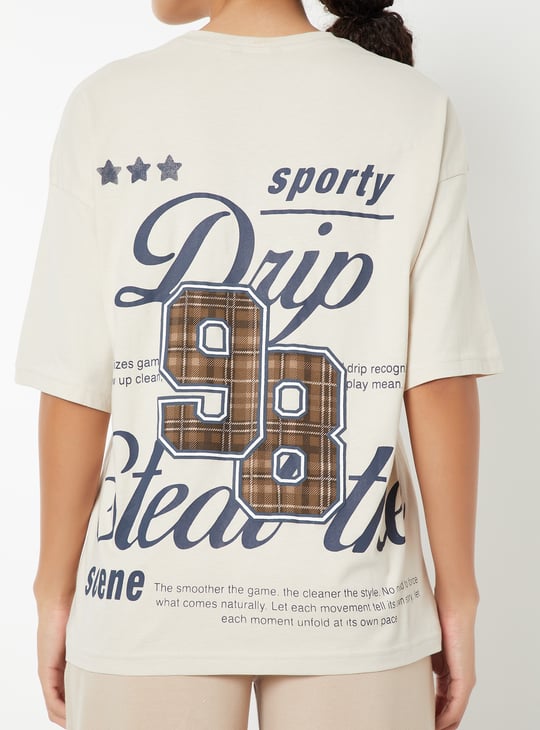 Women Printed Oversized Fit Sports T-shirt