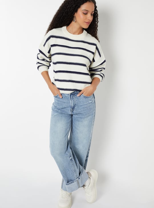 Women Striped Boxy Fit Sweater