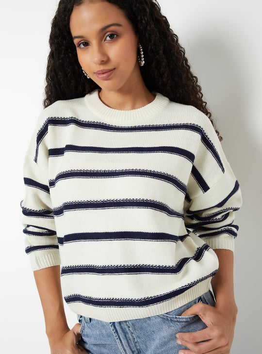 Women Striped Boxy Fit Sweater