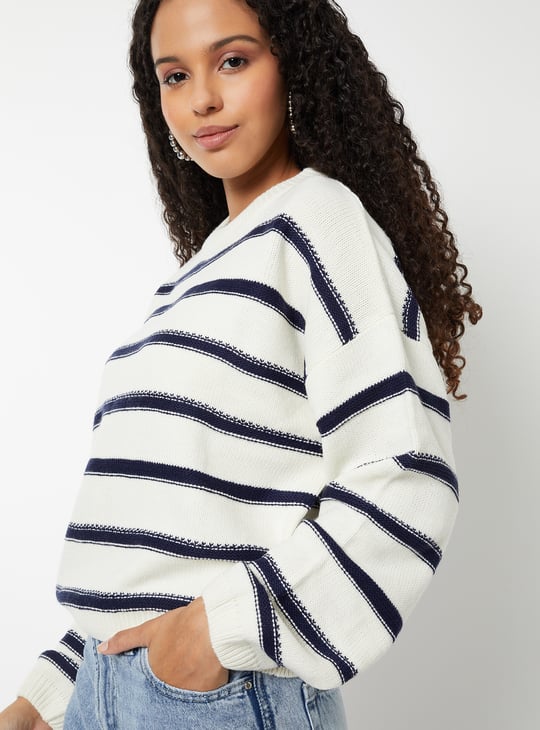 Women Striped Boxy Fit Sweater