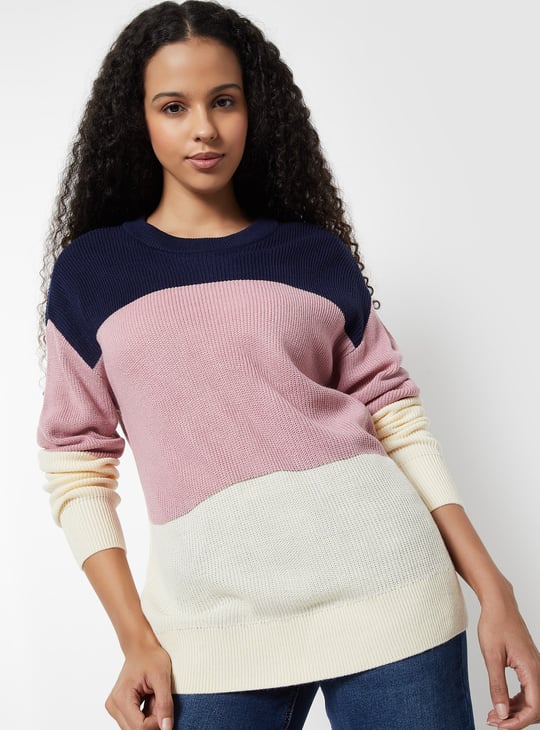 Women Knit Colourblock Sweater