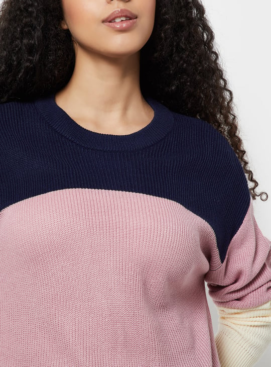 Women Knit Colourblock Sweater
