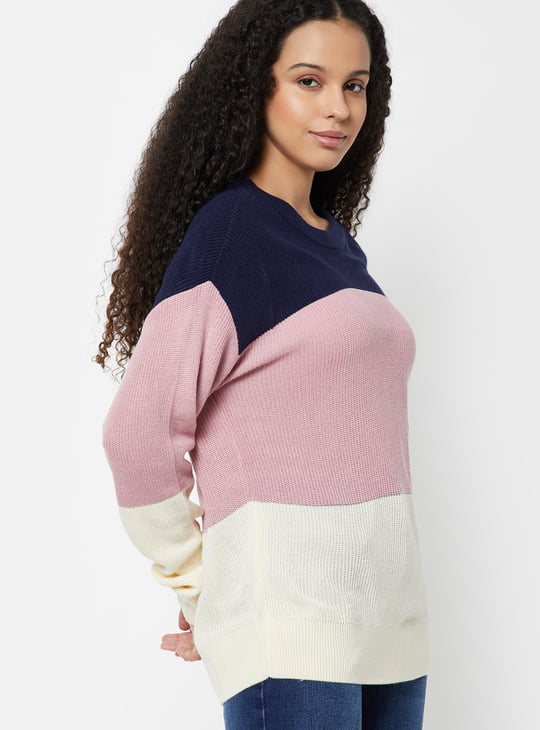 Women Knit Colourblock Sweater