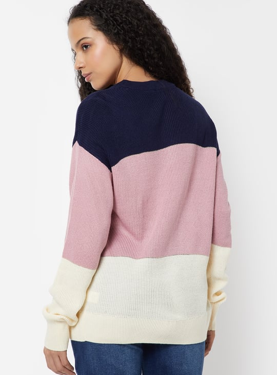 Women Knit Colourblock Sweater