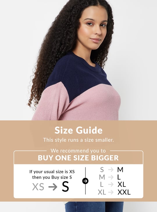 Women Knit Colourblock Sweater