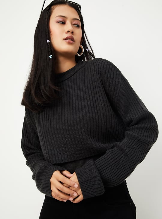 Women Ribbed Layered Sweater