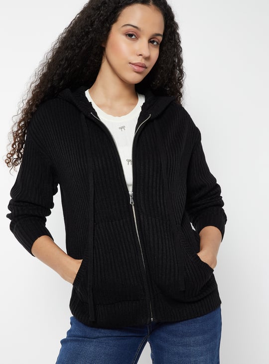 Women Knit Hooded Cardigan