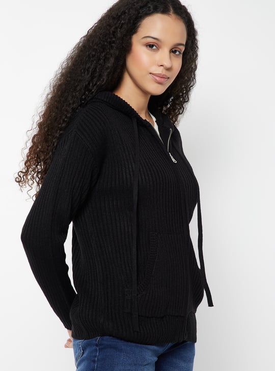 Women Knit Hooded Cardigan