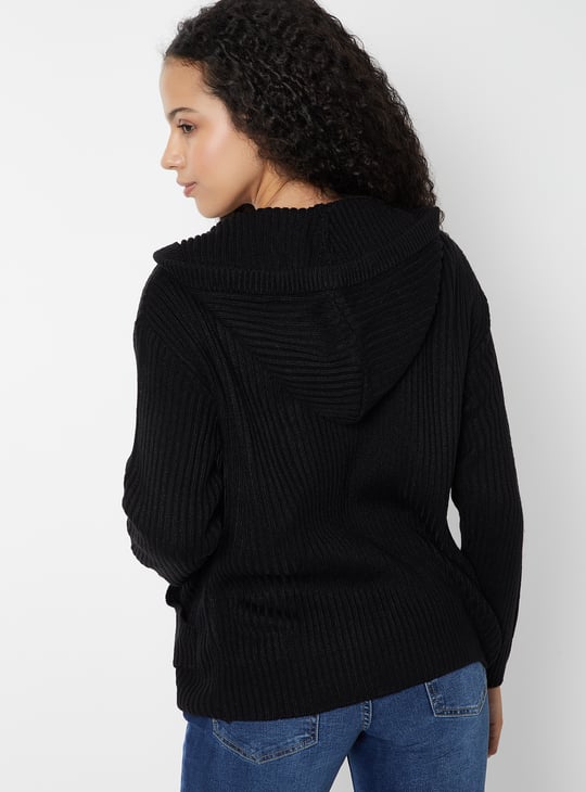 Women Knit Hooded Cardigan