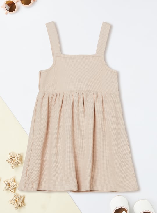 Girls Textured Pinafore Dress with Top