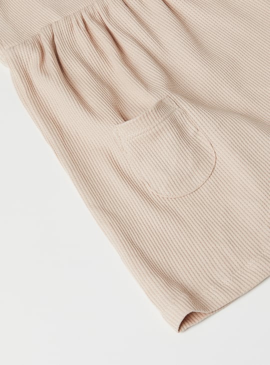 Girls Textured Pinafore Dress with Top