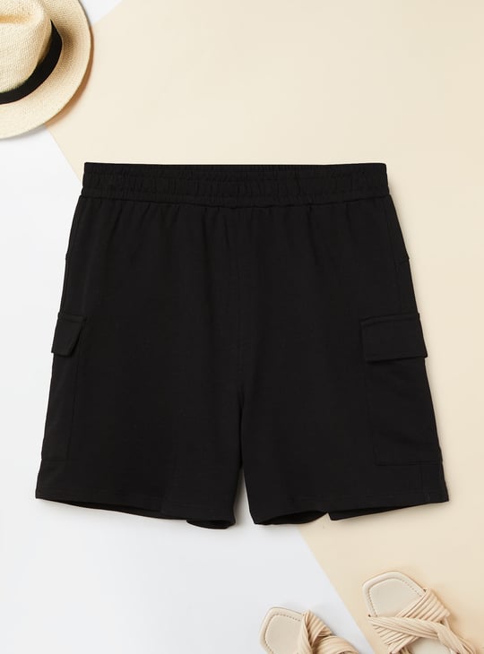 Girls Solid Cargo Shorts