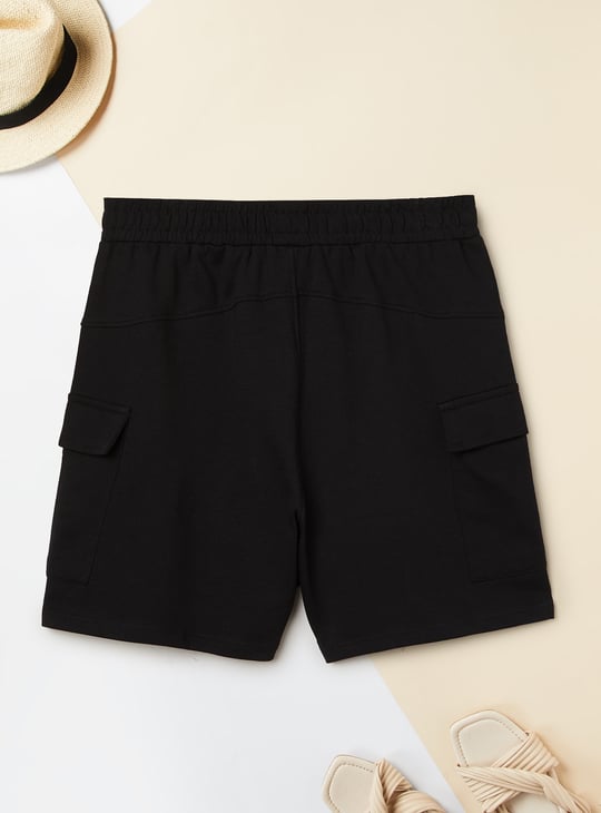 Girls Solid Cargo Shorts