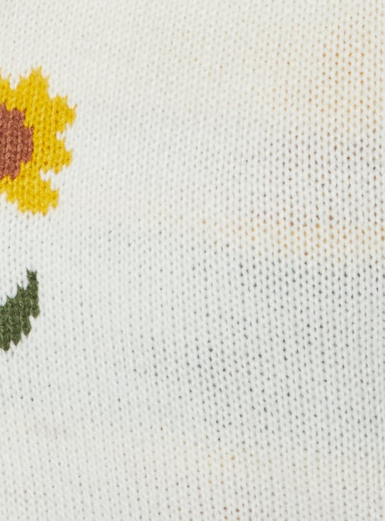 Women Floral Knit Sweater Vest