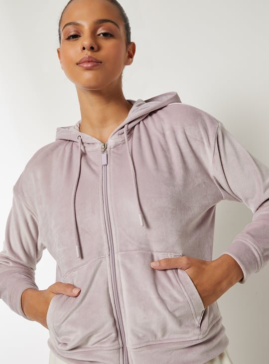 Women Solid Velour Jacket