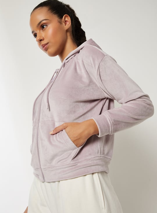 Women Solid Velour Jacket