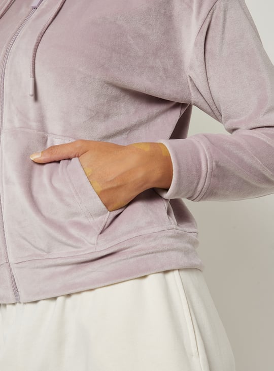 Women Solid Velour Jacket