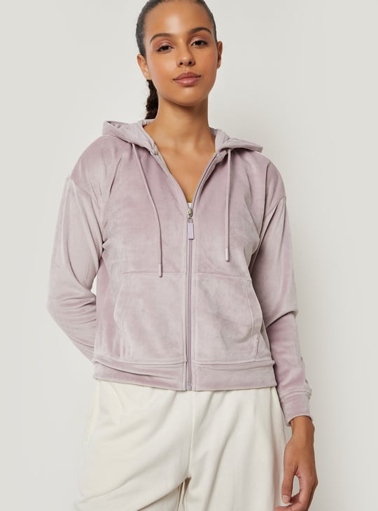 Women Solid Velour Jacket