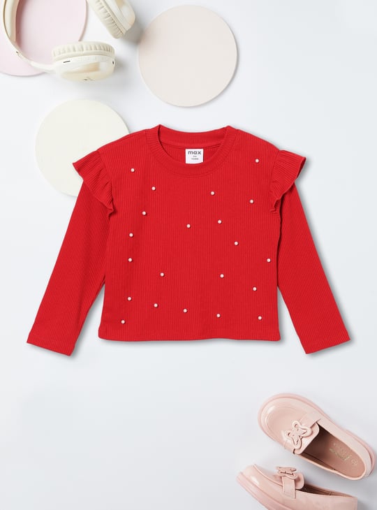 Girls Pearl Embellished Top