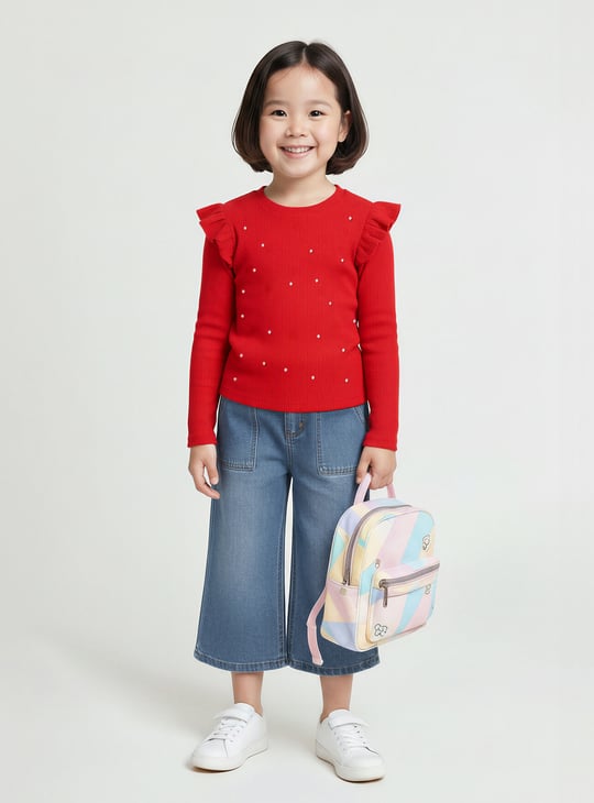 Girls Pearl Embellished Top