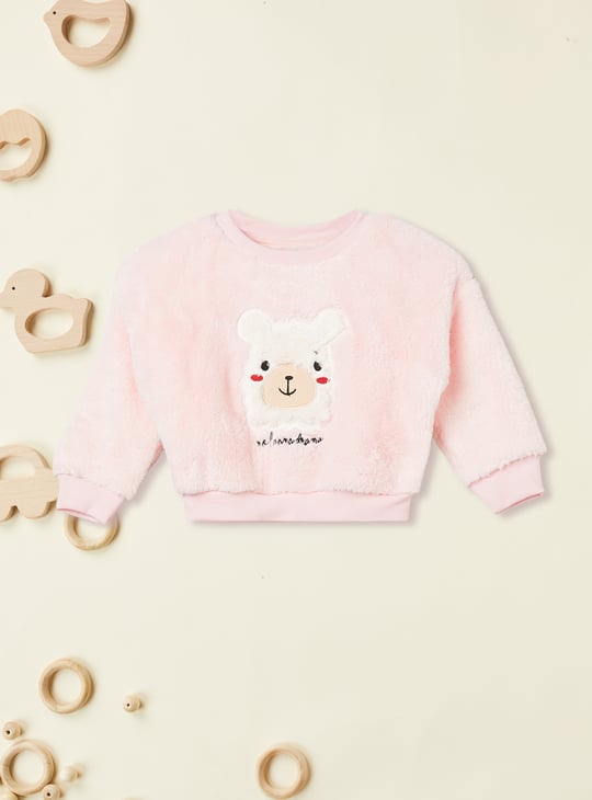 Girls Applique Fuzzy Sweatshirt
