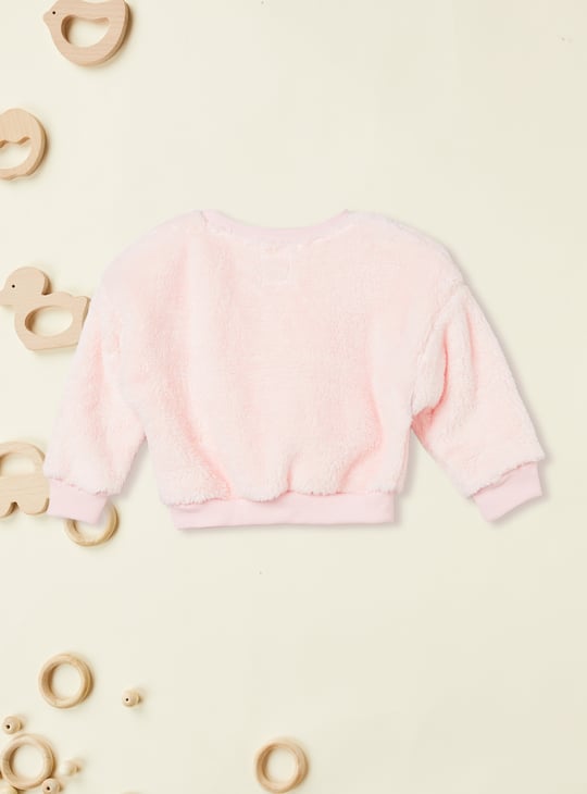 Girls Applique Fuzzy Sweatshirt